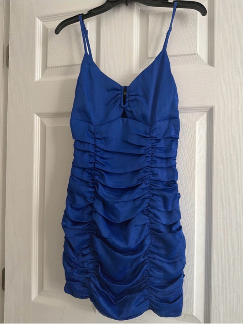 DO+BE Royal Blue Ruched Satin Mini Dress